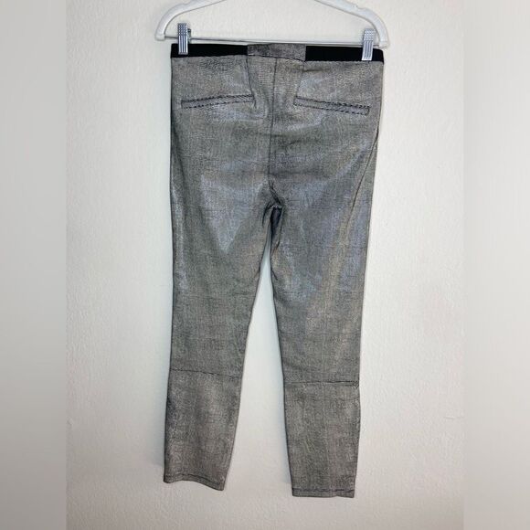 Helmut Lang Lambskin Leather Cream Black Leggings Carbon Rift Stretch Size 4 - Picture 6 of 8